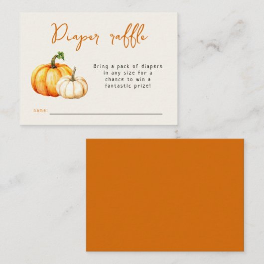 Pompoen Rustieke Herfst Baby shower Luier Raffle Informatiekaartje (Voorkant / Achterkant)