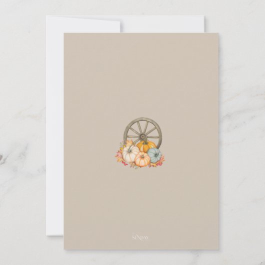 Pompoen Rustieke Herfst Harvest Wheel Wedding Kaart (Achterkant)