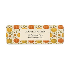 Pompoen Rustieke Herfst & Herfst Bladeren Seizoens Etiket