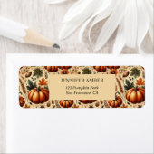 Pompoen Rustieke Herfst & Herfst Bladeren Seizoens Etiket (Insitu)