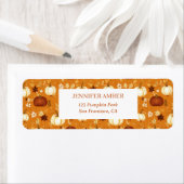 Pompoen Rustieke Herfst & Herfst Bladeren Seizoens Etiket (Insitu)