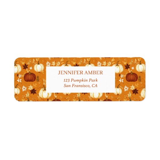 Pompoen Rustieke Herfst & Herfst Bladeren Seizoens Etiket (Voorkant)