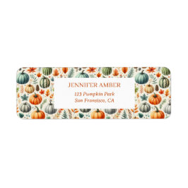 Pompoen Rustieke Herfst & Herfst Bladeren Seizoens Etiket