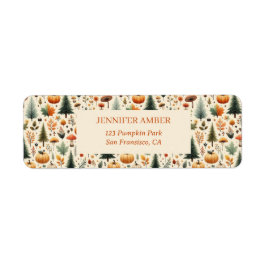 Pompoen Rustieke Herfst & Herfst Bladeren Seizoens Etiket