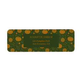 Pompoen Rustieke Herfst & Herfst Bladeren Seizoens Etiket