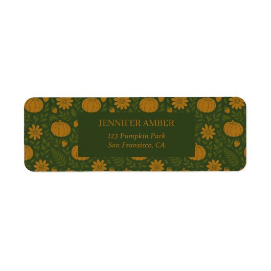 Pompoen Rustieke Herfst & Herfst Bladeren Seizoens Etiket (Voorkant)