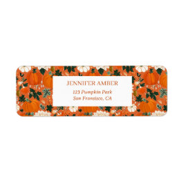 Pompoen Rustieke Herfst & Herfst Bladeren Seizoens Etiket