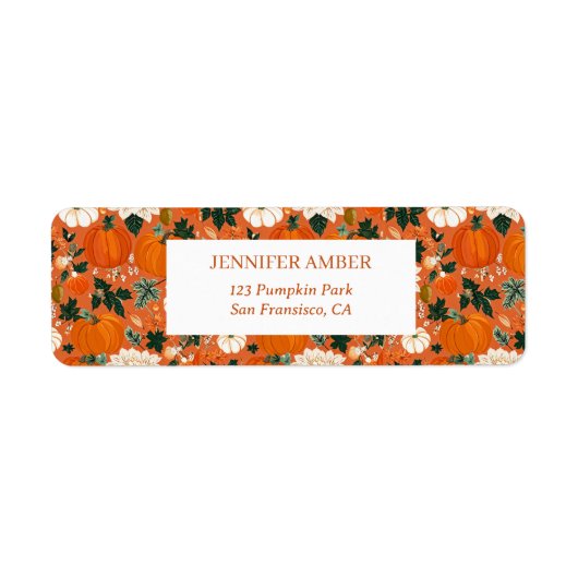 Pompoen Rustieke Herfst & Herfst Bladeren Seizoens Etiket (Voorkant)