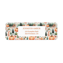 Pompoen Rustieke Herfst & Herfst Bladeren Seizoens Etiket