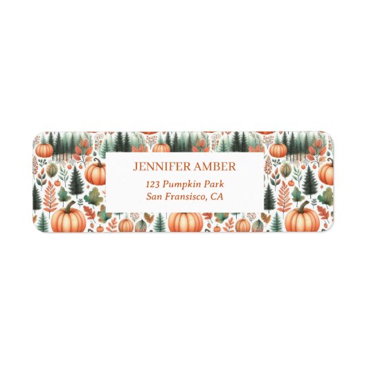 Pompoen Rustieke Herfst & Herfst Bladeren Seizoens Etiket (Voorkant)