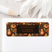 Pompoen Rustieke Herfst & Herfst Bladeren Seizoens Etiket (Insitu)