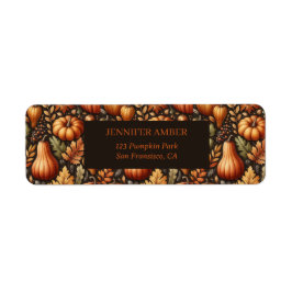 Pompoen Rustieke Herfst & Herfst Bladeren Seizoens Etiket