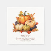 Pompoen Rustieke Thanksgiving Diner Vriendsgeven Servet (Voorkant)