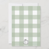 Pompoen Sage Green Gingham Baby shower Kaart (Achterkant)