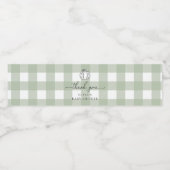 Pompoen Sage Green Gingham Bedankt Waterfles Etiket (Enkel label)