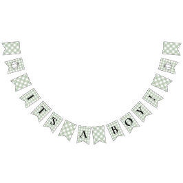 Pompoen Sage Green Gingham Het is een jongen Baby  Vlaggetjes