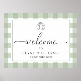 Pompoen Sage Green Gingham Welkom Poster