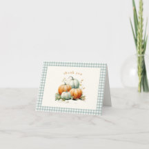 Pompoen Salie Groen Gingham Herfst Baby Shower