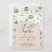 Pompoen Salie Herfst bladeren Thanksgiving Diner Kaart (Voorkant)