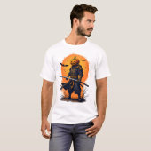 Pompoen Samurai � Halloween Krijger T-Shirt (Voorkant volledig)