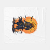 Pompoen Samurai � Halloween Krijger T-Shirt Fleece Deken (Voorkant (Horizontaal))