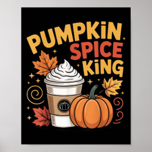 Pompoen Sce King Schattigee Herfst Koffie Design Poster