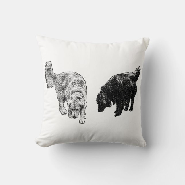 Pompoen-Schaduw Stippen — Retriever Duo Kussen (Voorkant)