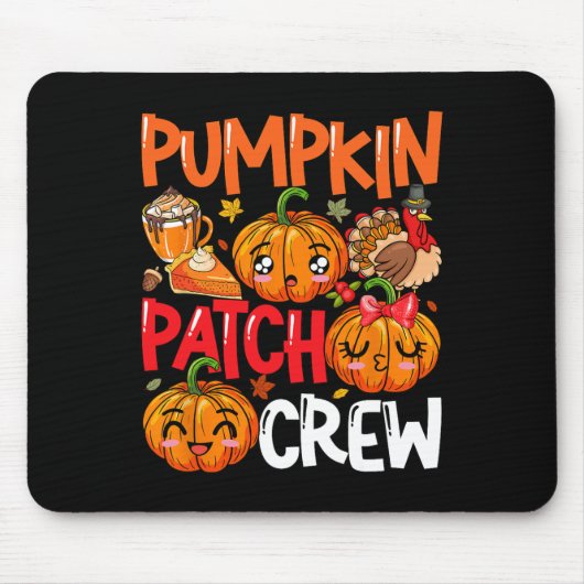 Pompoen Schattigee Patch Crew Thanksgiving Herfst Muismat (Voorkant)