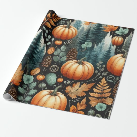 Pompoen Schattigee Waterverf Herfst & Herfst Thank Cadeaupapier (Uitgerold)