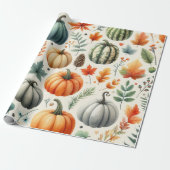 Pompoen Schattigee Waterverf Herfst & Herfst Thank Cadeaupapier (Uitgerold)