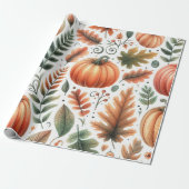Pompoen Schattigee Waterverf Herfst & Herfst Thank Cadeaupapier (Uitgerold)