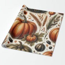 Pompoen Schattigee Waterverf Herfst & Herfst Thank Cadeaupapier