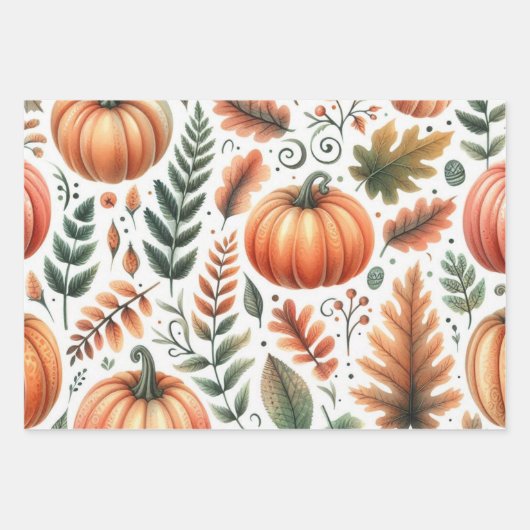 Pompoen Schattigee Waterverf Herfst & Herfst Thank Inpakpapier Vel (Voorkant 2)