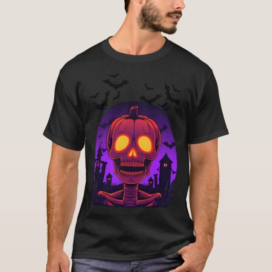 Pompoen Schedel Fusie 🎃💀 T-shirt (Voorkant)