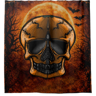 Pompoen Schedel Halloween Feest  Douchegordijn
