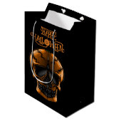 Pompoen Schedel Halloween Feest Medium Cadeauzakje (Voorkant Gekanteld)