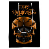 Pompoen Schedel Halloween Feest Medium Cadeauzakje (Achterkant)