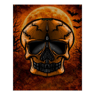 Pompoen Schedel Halloween Feest  Perfect Poster
