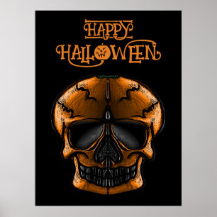 Pompoen Schedel Halloween Feest Poster