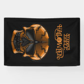 Pompoen Schedel Halloween Feest Spandoek (Horizontaal)