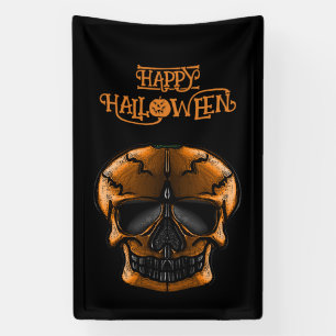 Pompoen Schedel Halloween Feest Spandoek