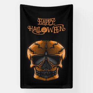 Pompoen Schedel Halloween Feest  Spandoek