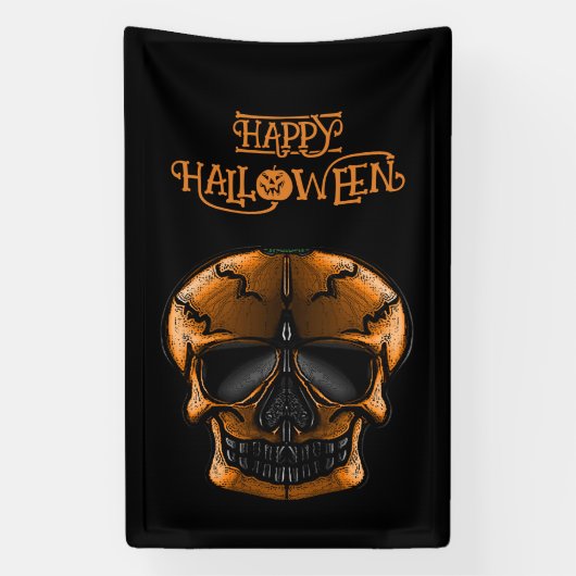 Pompoen Schedel Halloween Feest Spandoek (Verticaal)