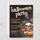 Pompoen Schedel Halloween Feestje Kaart (Voorkant)