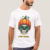 Pompoen Schedel Halloween T-shirt (Voorkant)