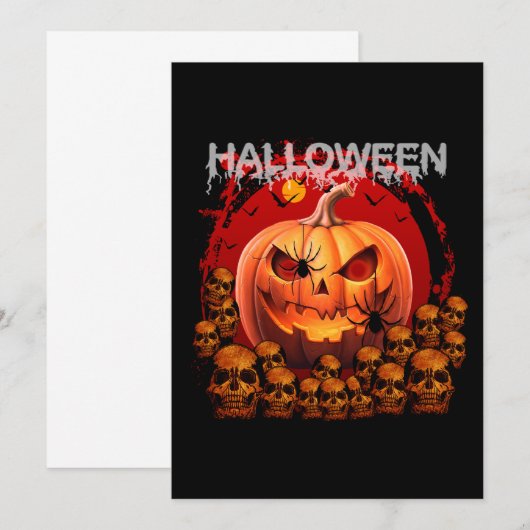 POMPOEN SCHEDELS SKELET HALLOWEEN KAART (Voorkant / Achterkant)