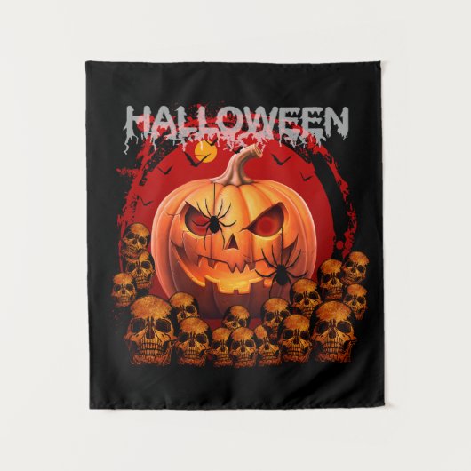 POMPOEN SCHEDELS SKELET HALLOWEEN WANDKLEED (Voorkant)