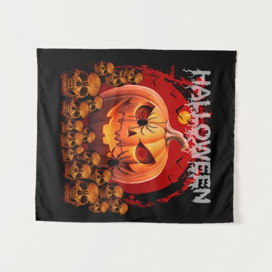 POMPOEN SCHEDELS SKELET HALLOWEEN WANDKLEED (Voorkant (horizontaal))
