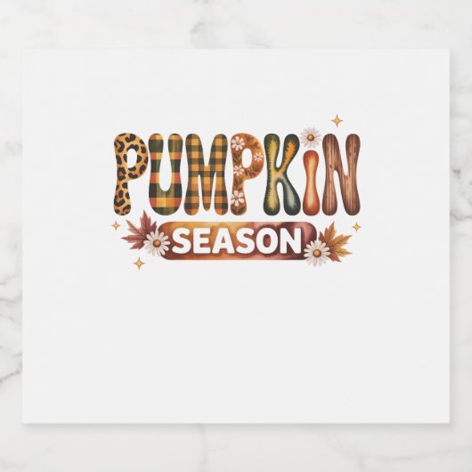 Pompoen Seizoen Herfst Boho Sparkling Wijnetiket (Enkel label)