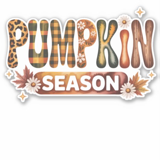 Pompoen Seizoen Herfst Boho Sticker (Voorkant)